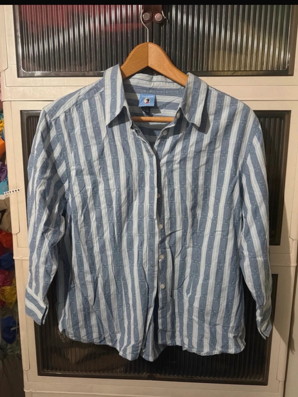 Duck Head Light Blue and White Vertical Stripe Button-Down Shirt